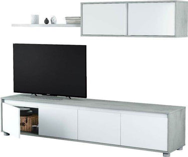 Simons Concrete Grey and White TV Entertainment Cabinet: Modern Storage Solution - UK Luxury Furniture